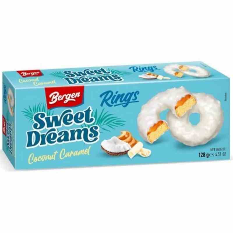 Bergen White Choco Rings Caramel & Coconut 128 g - Snack online kaufen